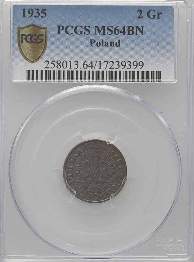 II RP. 2 grosze 1935 PCGS MS64 BN
